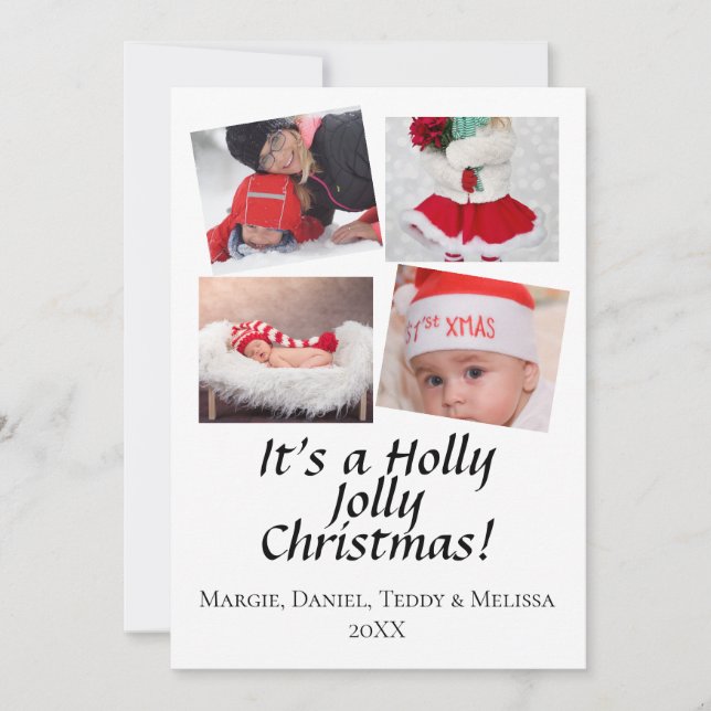 Personalized 4-Photo HOLIDAY CARD  with Ornaments (Front)