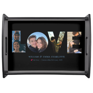 Personalized 4 Photo Love Trinke-tray Romatic Gift Serving Tray