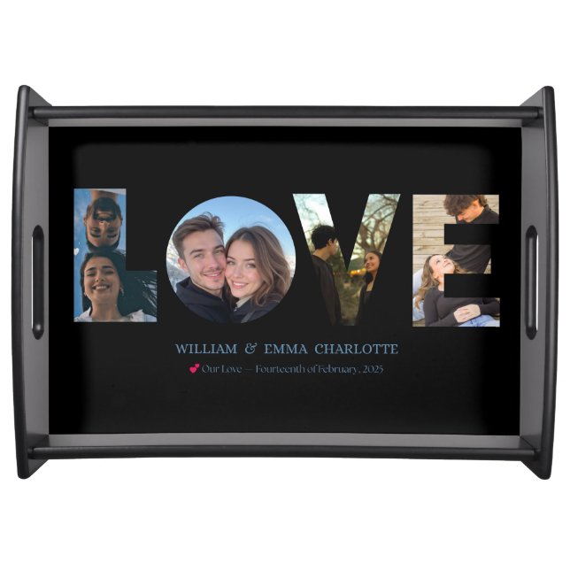 Personalized 4 Photo Love Trinke-tray Romatic Gift Serving Tray (Front)