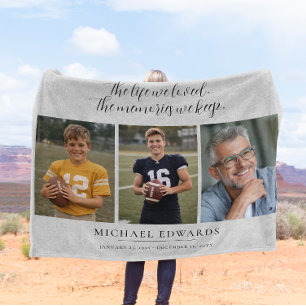 Personalized 4 Photo Memorial Sympathy Gift Fleece Blanket