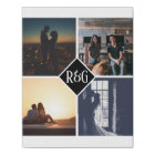 Personalized 4 Photo Monogram Black