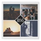 Personalized 4 Photo Monogram Black