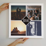 Personalized 4 Photo Monogram Black Faux Canvas Print<br><div class="desc">Black and white - Personalized 4 Photo Monogram keepsake wall art - Faux Wrapped Canvas Print from Ricaso - add your own photos and monogrammed text - photo collage keepsake gifts</div>