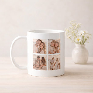 Personalized 4 Photo Name and Date Memory Coffee Mug