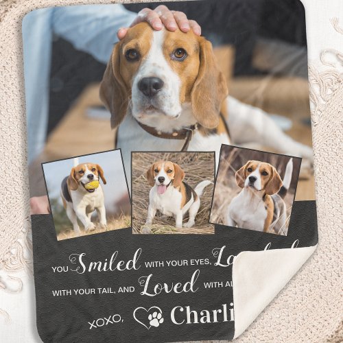 Personalized 4 Photo Remembrance Poem Pet Memorial Sherpa Blanket