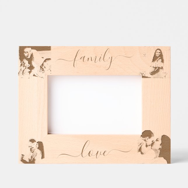 Personalized 4 photo script engraved frames (Front)