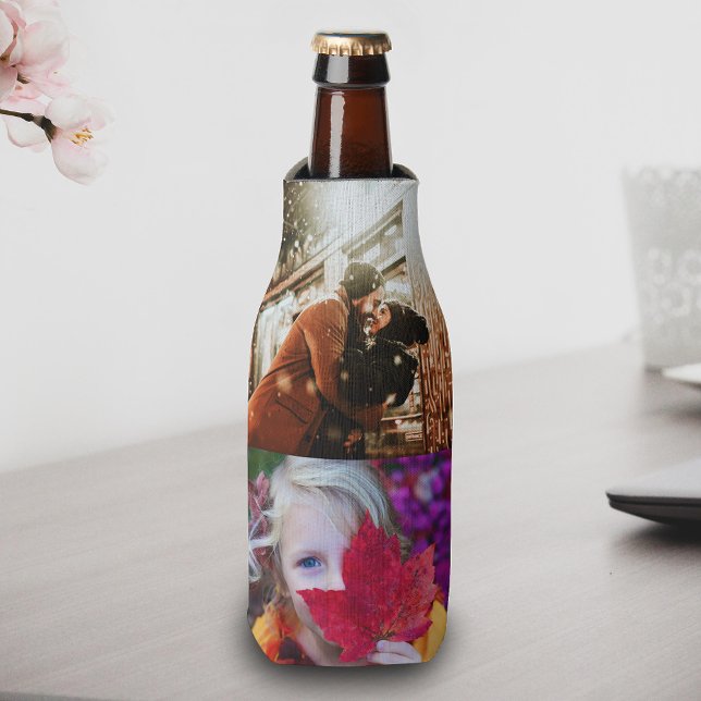 Personalized 4 Photo Template Double Sided Bottle Cooler (Creator Uploaded)