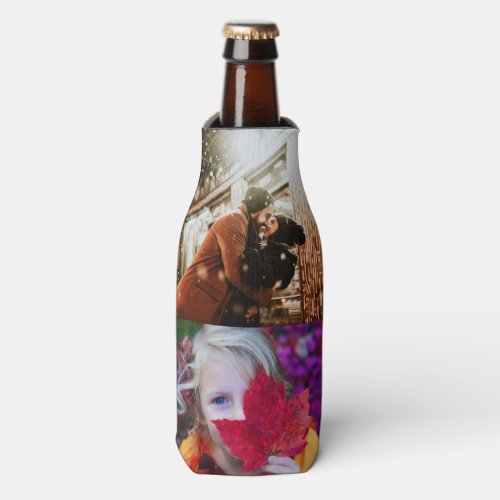 Personalized 4 Photo Template Double Sided Bottle Cooler