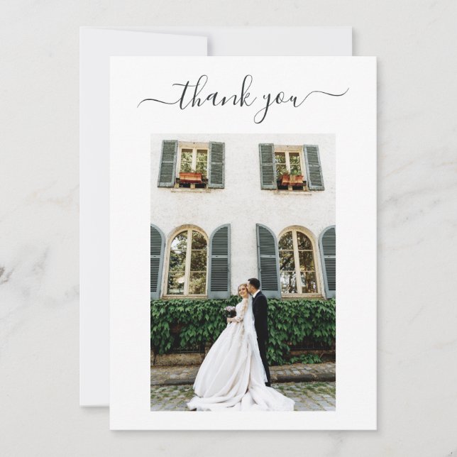 Personalized 4 Photo Wedding Thank You Script Card (Front)
