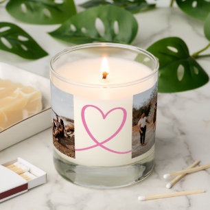 Personalized 4 Photos and Love Hearts Scented Candle