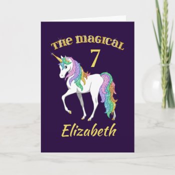 Personalized 4th 5th 6th 7th 8th Birthday Unicorn Card by Fun_Forest at Zazzle