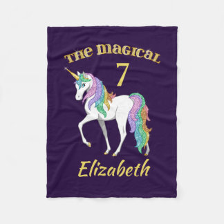Personalized 4th 5th 6th 7th 8th Birthday Unicorn Fleece Blanket