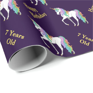 Personalized 4th 5th 6th 7th 8th Birthday Unicorn Wrapping Paper
