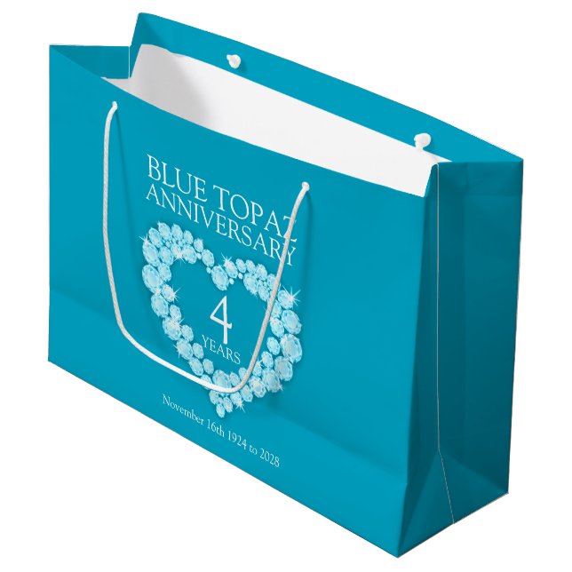 Personalized 4th anniversary photo gift bag (Front Angled)