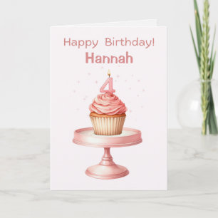 Personalized 4th Birthday Cupcake Card