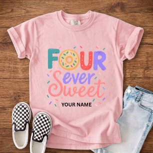 Personalized 4th Birthday Kids Four Ever Sweet Toddler T-shirt