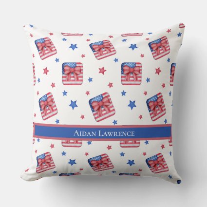 Personalized 4th July USA Flag Blue Red Stars  