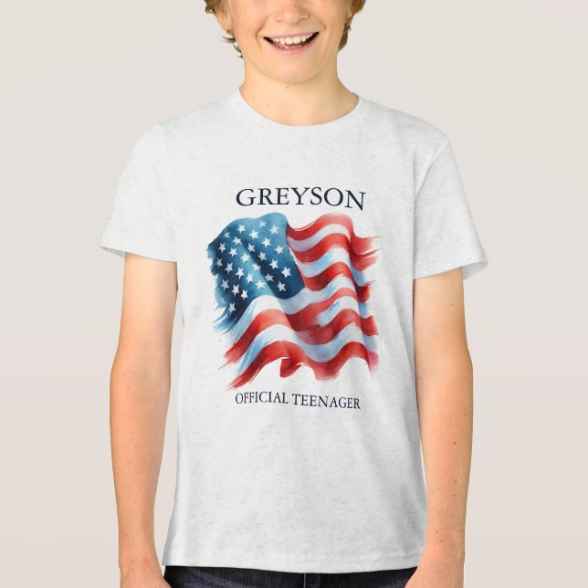 Personalized 4th of July 13th Birthday Shirt (Front)