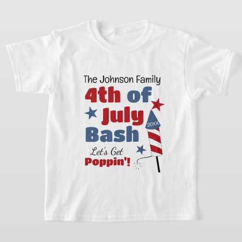 Personalized 4th of July Bash Kids T_Shirt