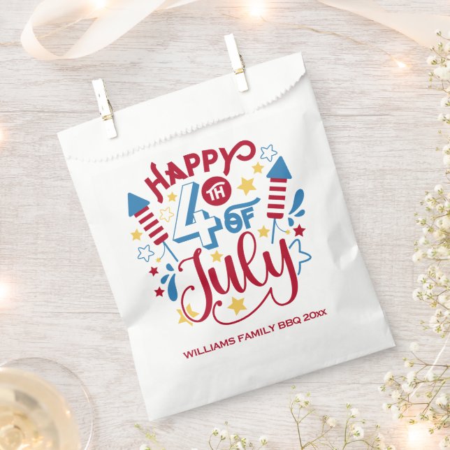 Personalized 4th of July BBQ Favor Bag (Clipped)