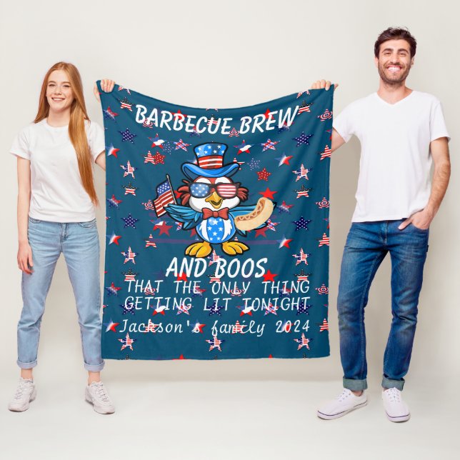 Personalized 4th of July funny saying eagle  Fleece Blanket (In Situ)