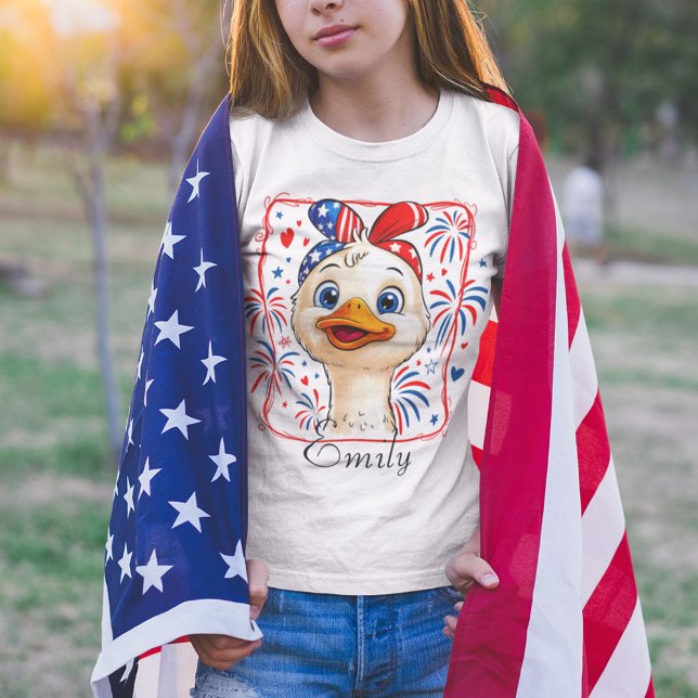 Personalized 4th of July Goose Girl Patriotic USA T-Shirt (Creator Uploaded)