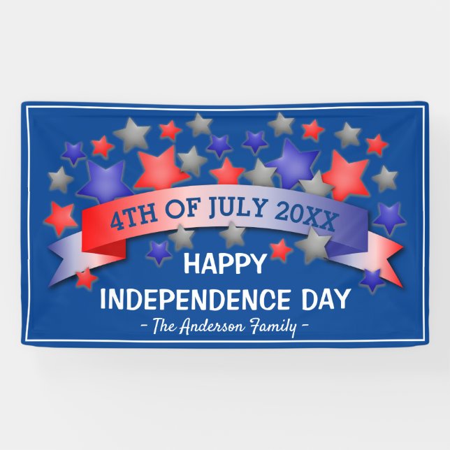 Personalized 4th of July | Happy Independence Day Banner (Horizontal)