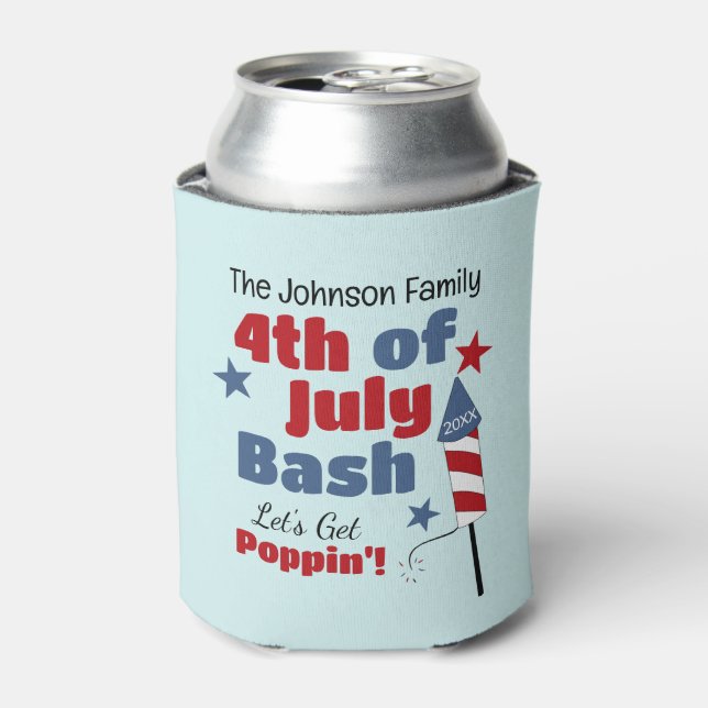 Personalized 4th of July Party Can Cooler (Can Front)
