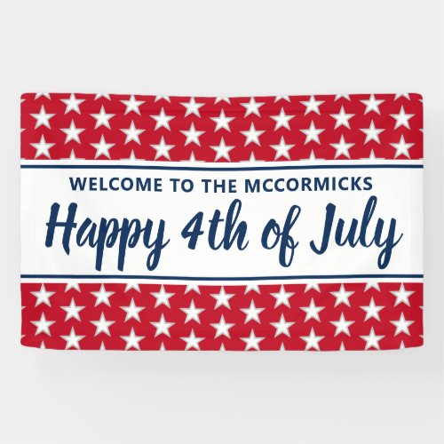 Personalized 4th Of July Party Stars And Stripes Banner