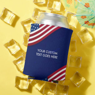 Personalized 4Th Of July Patriotic America Flag Can Cooler