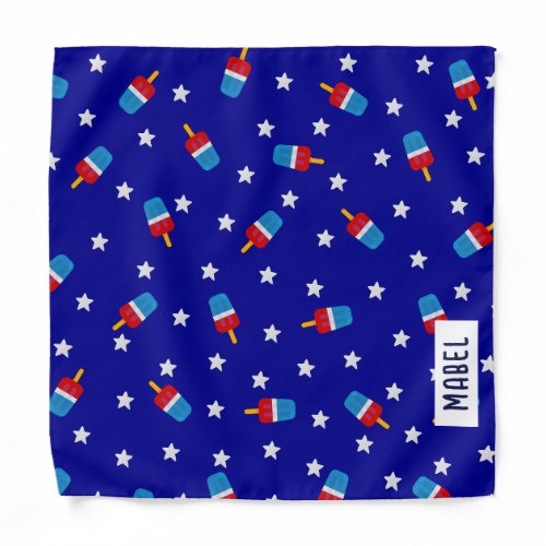 Personalized 4th of July Patriotic Popsicle Dog   Bandana