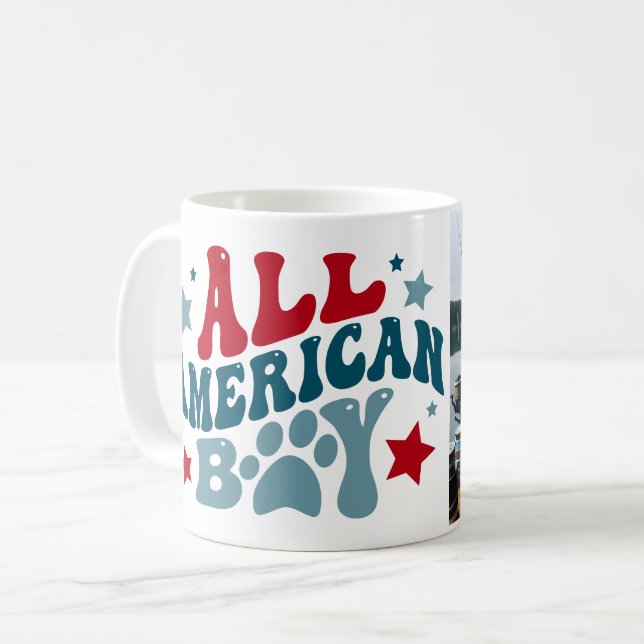 Personalized 4th of July Photo Dog Mug (Front Left)