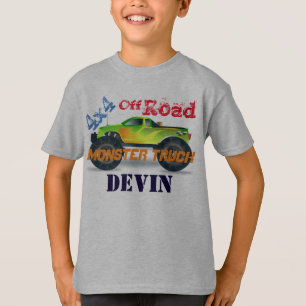 Personalized 4x4 Green Monster Truck T-Shirt