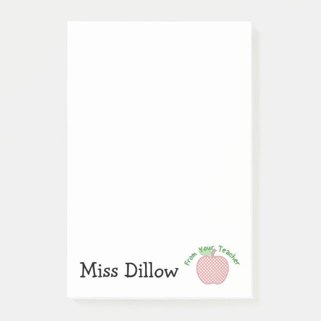 Personalized 4x6 Teacher's Apple Post-it's Post-it Notes (Front)