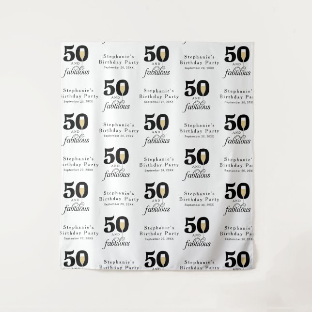 Personalized 50 and Fabulous Birthday Backdrop (Front)