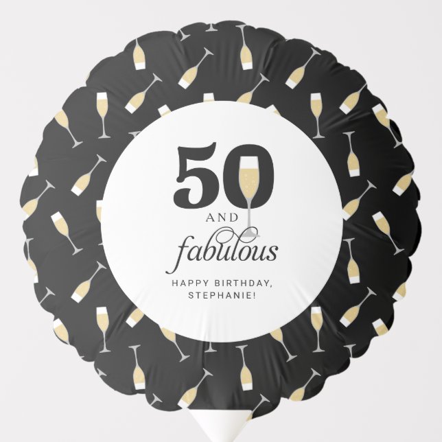 Personalized 50 and Fabulous Birthday  Balloon (Front)