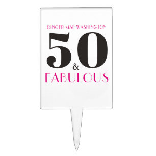Personalized 50 and Fabulous Birthday Party Cake Topper