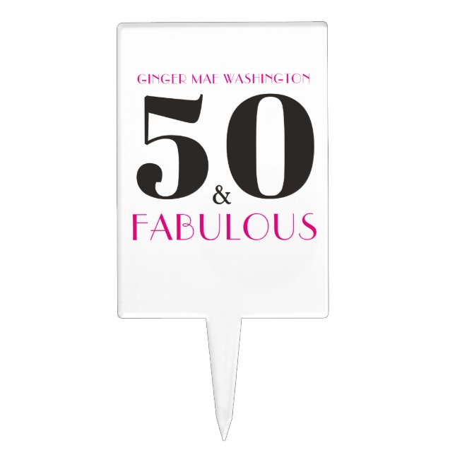 Personalized 50 and Fabulous Birthday Party Cake Topper (Front)