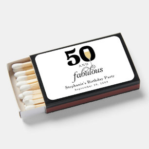 Personalized 50 and Fabulous Birthday Party Favor Matchboxes