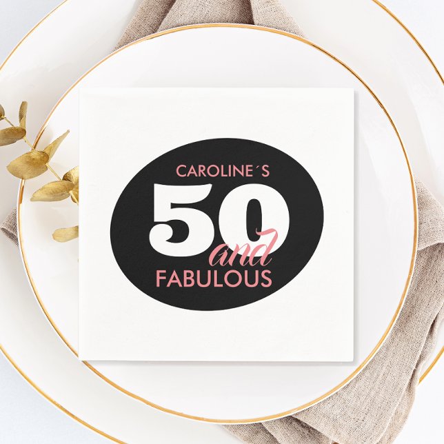 Personalized 50 And Fabulous Birthday Party Napkins (Creator Uploaded)