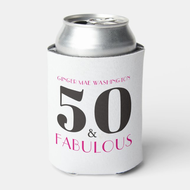 Personalized 50 and Fabulous Birthday Party Supply Can Cooler (Can Front)