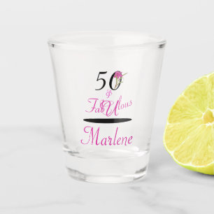Personalized 50 and Fabulous Birthday Shot Glass