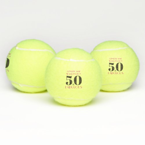 Personalized 50 and Fabulous Birthday Tennis Balls