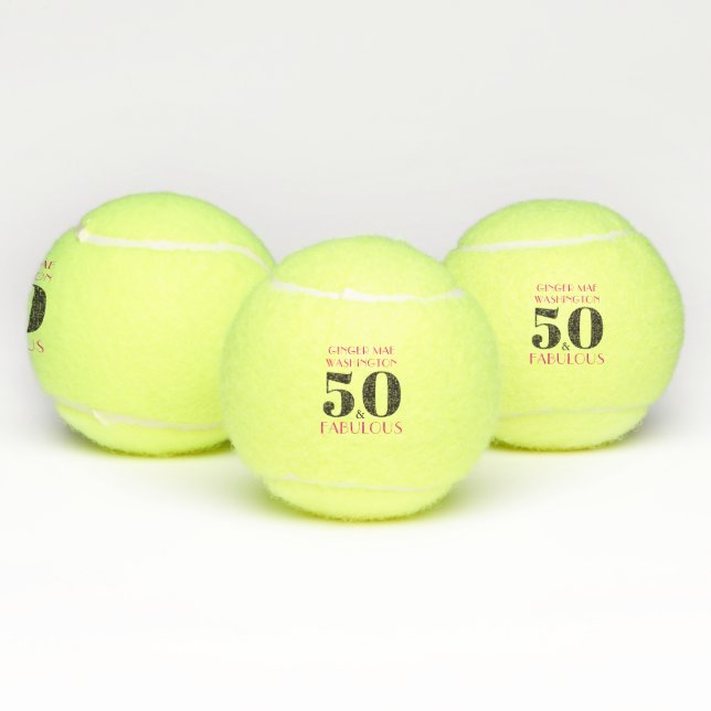Personalized 50 and Fabulous Birthday Tennis Balls (Multi)