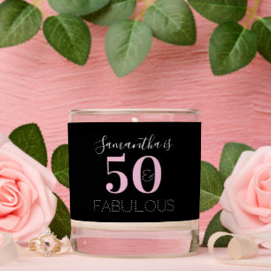 Personalized 50 and fabulous Black Pink Birthday Scented Candle