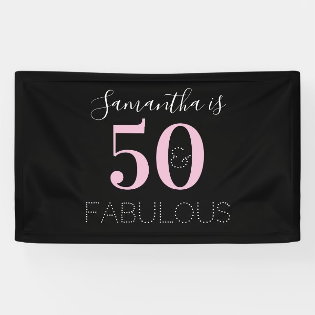 Personalized 50 and fabulous Modern Birthday Banner (Horizontal)