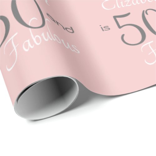 Personalized 50 and Fabulous Pink 50th Birthday Wrapping Paper