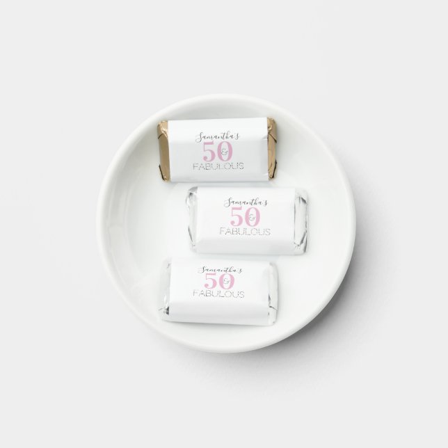 Personalized 50 and fabulous Pink Birthday Party  Hershey's Miniatures (Plate)