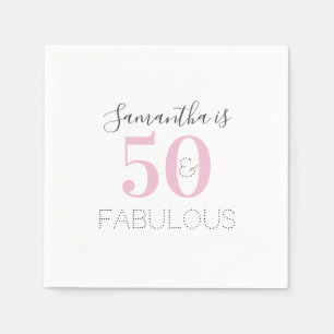 Personalized 50 and fabulous Pink Birthday Party Napkins