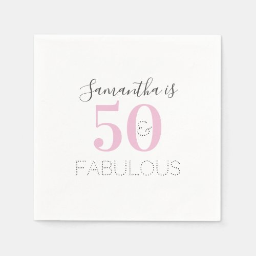 Personalized 50 and fabulous Pink Birthday Party  Napkins